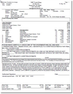 Repair order invoice