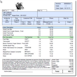 Repair order invoice