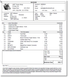 Repair order invoice